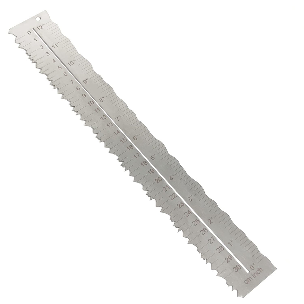 Metal Irregular Edges Ruler for Paper Tearing, 12" Measuring Tool