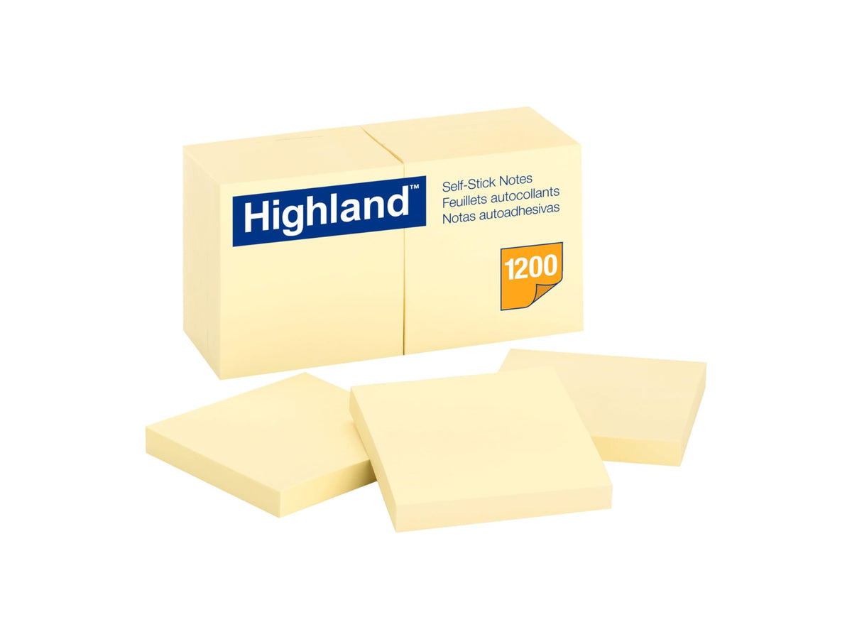 Highland Sticky Notes, 3 x 3 Inches, Yellow, 24 Pack (6549-24)