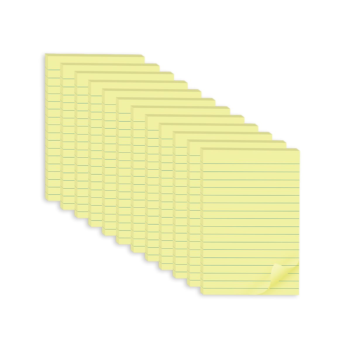 (12 Pack) Lined Sticky Notes 4x6 in,Yellow Large Notepads with Lines