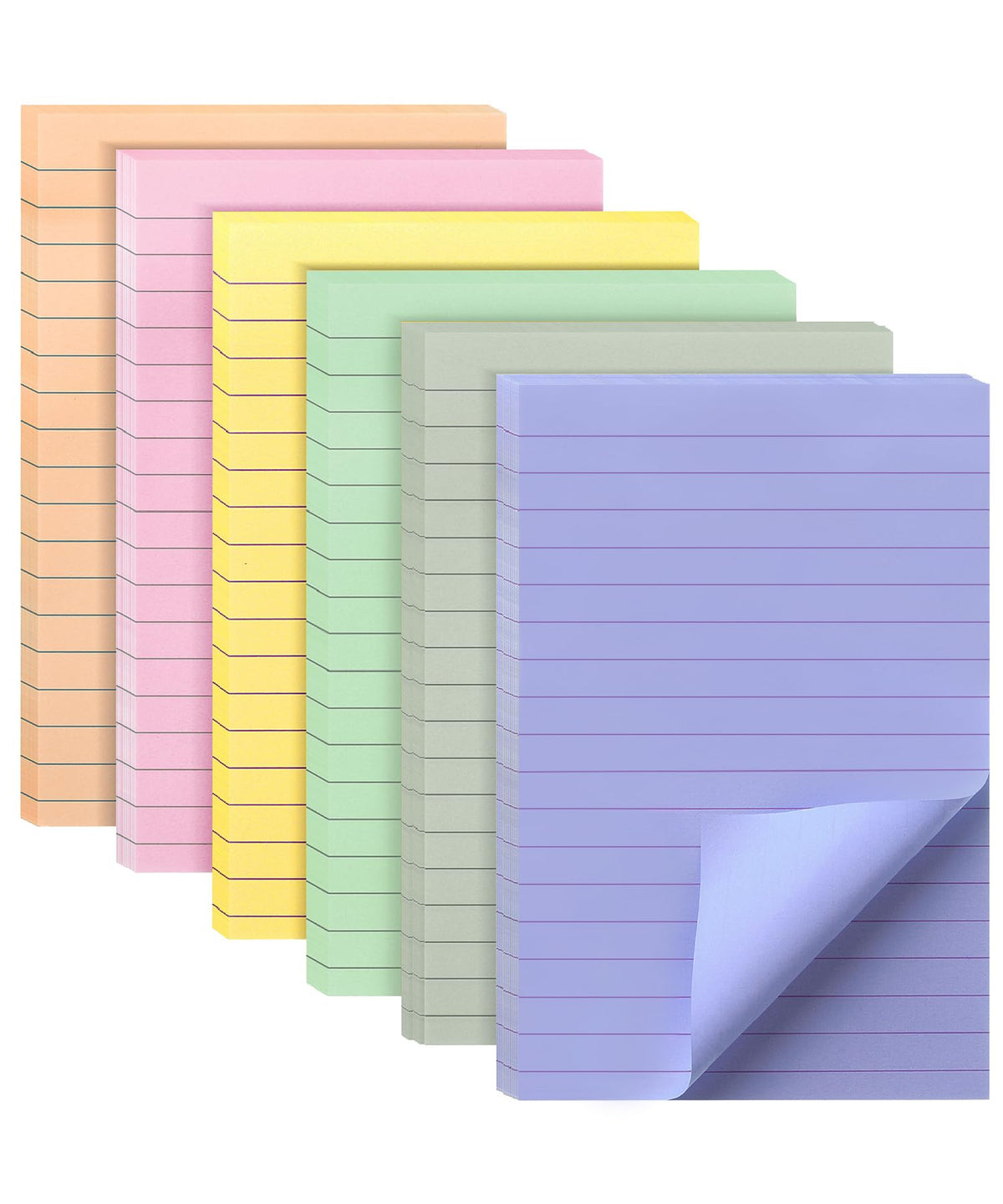 Mr. Pen- Lined Sticky Notes, 3" x 3", 6 Pads, 45 Sheets/Pad
