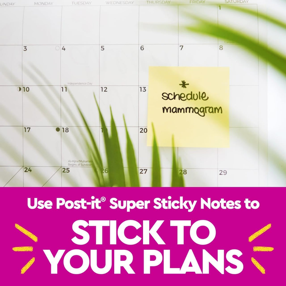 Post-it Super Sticky Notes, 2 in x 2 in, 10 Pads, 2X Sticking Power, Canary Yellow, Recyclable (622-10SSCY)