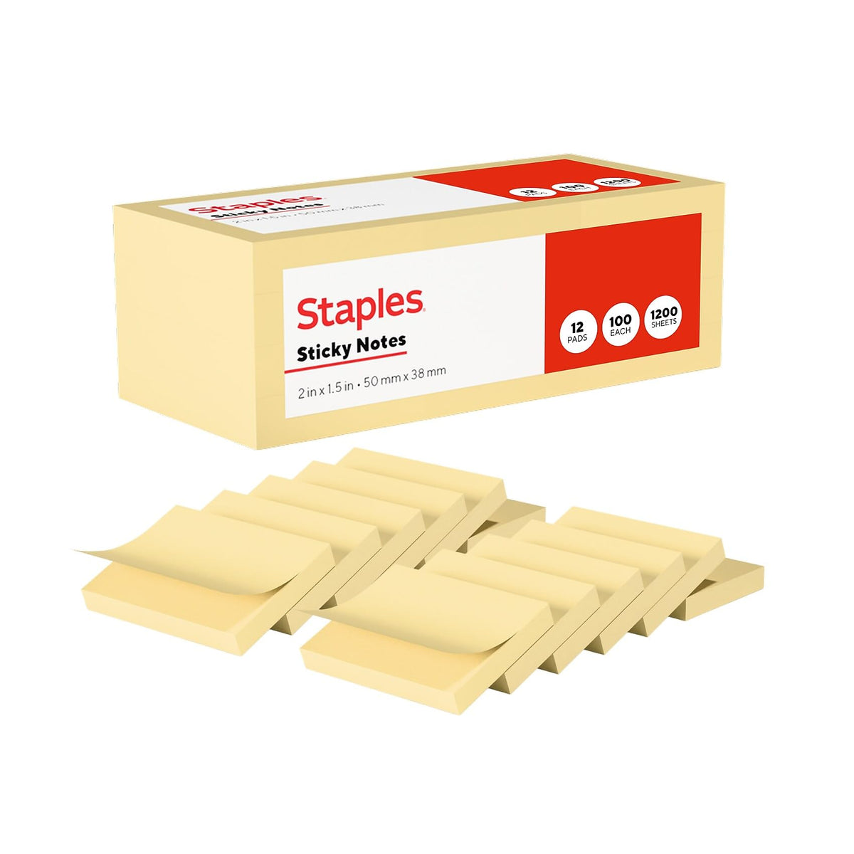 Staples Sticky Notes, 3x3 Inch, Assorted Colors, 3600 Sheets