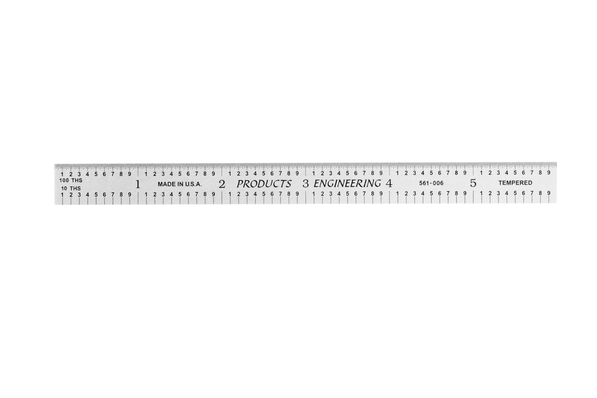 PEC Tools 12"/300mm Steel Rule, Slim & Flexible, Made in USA