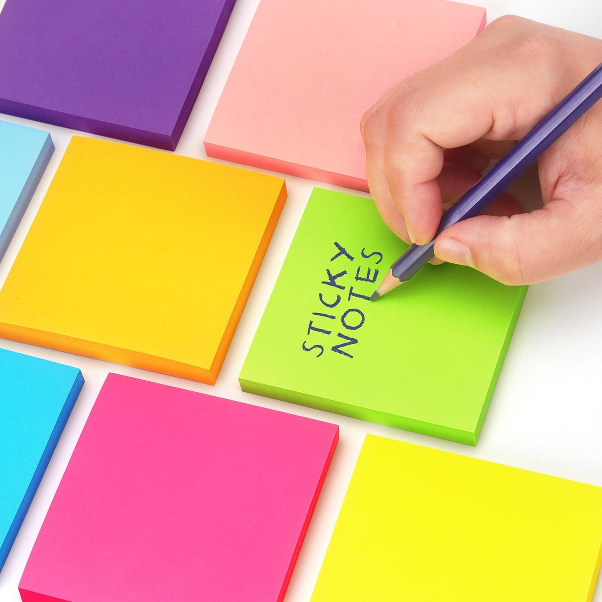 Sticky Notes 3x3 in, Bright Colors Self-Stick Pads, 8 Pads, 85 Sheets/Pad