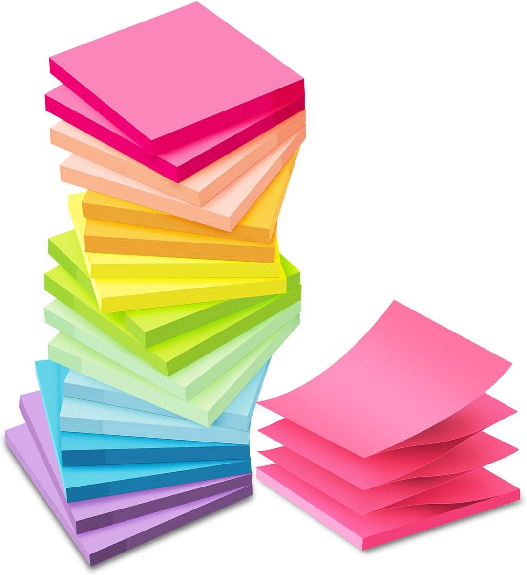 (18 Pack) Pop Up Sticky Notes Refill,Bright 3x3 in Accordion Stickies