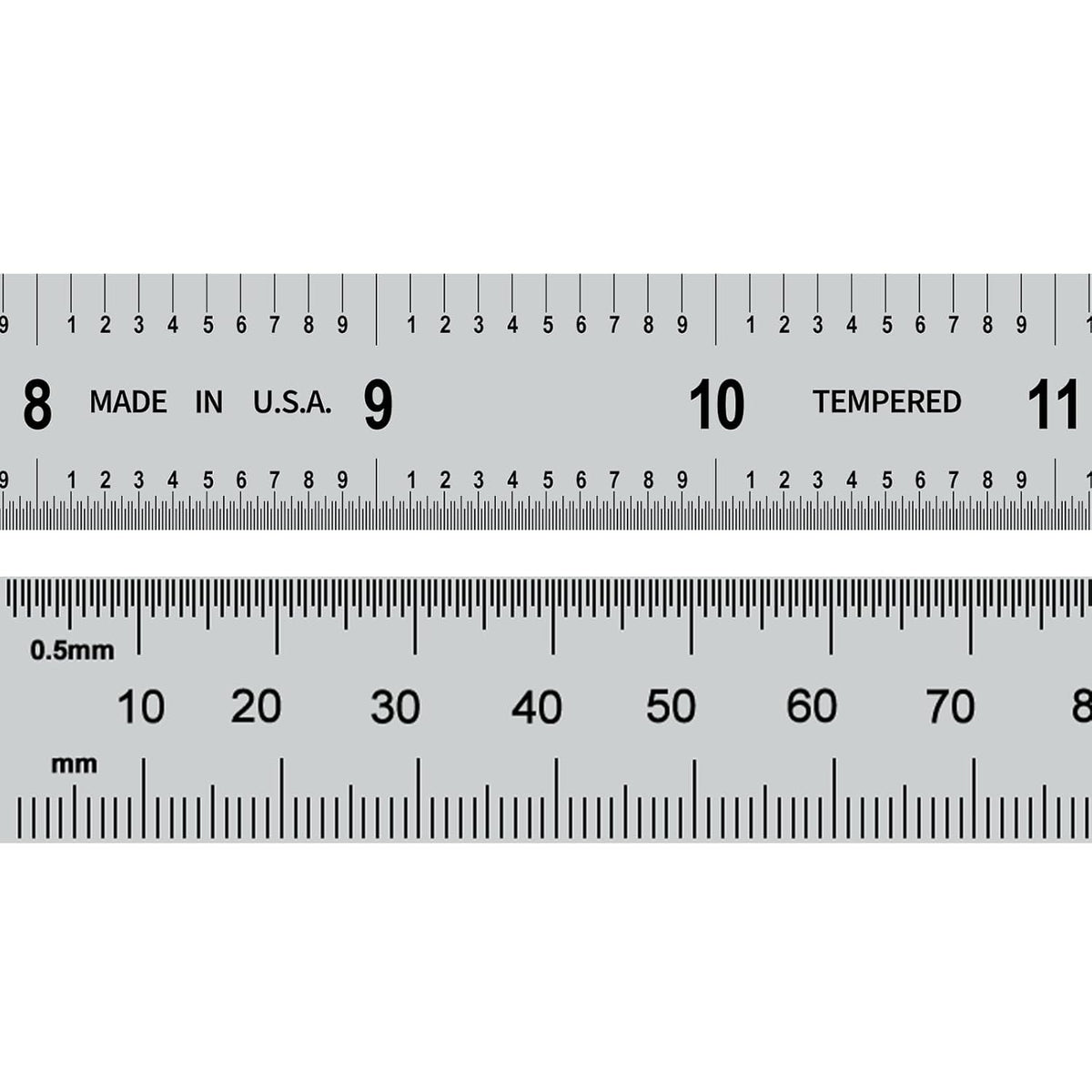 PEC Tools 12"/300mm Steel Rule, Slim & Flexible, Made in USA