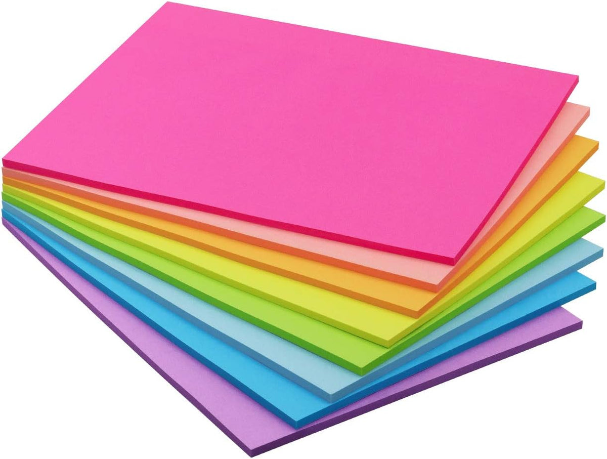 Sticky Notes 8x6 inch, 8 Pads, Bright Colors Self-Stick Pads, 280 Sheets