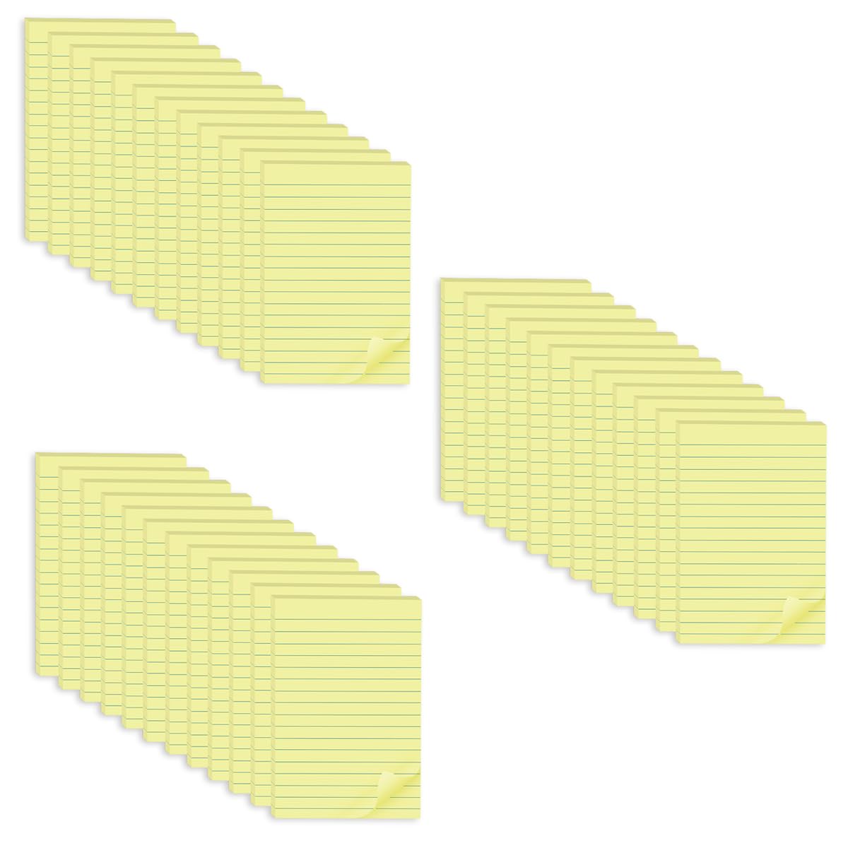 (12 Pack) Lined Sticky Notes 4x6 in,Yellow Large Notepads with Lines