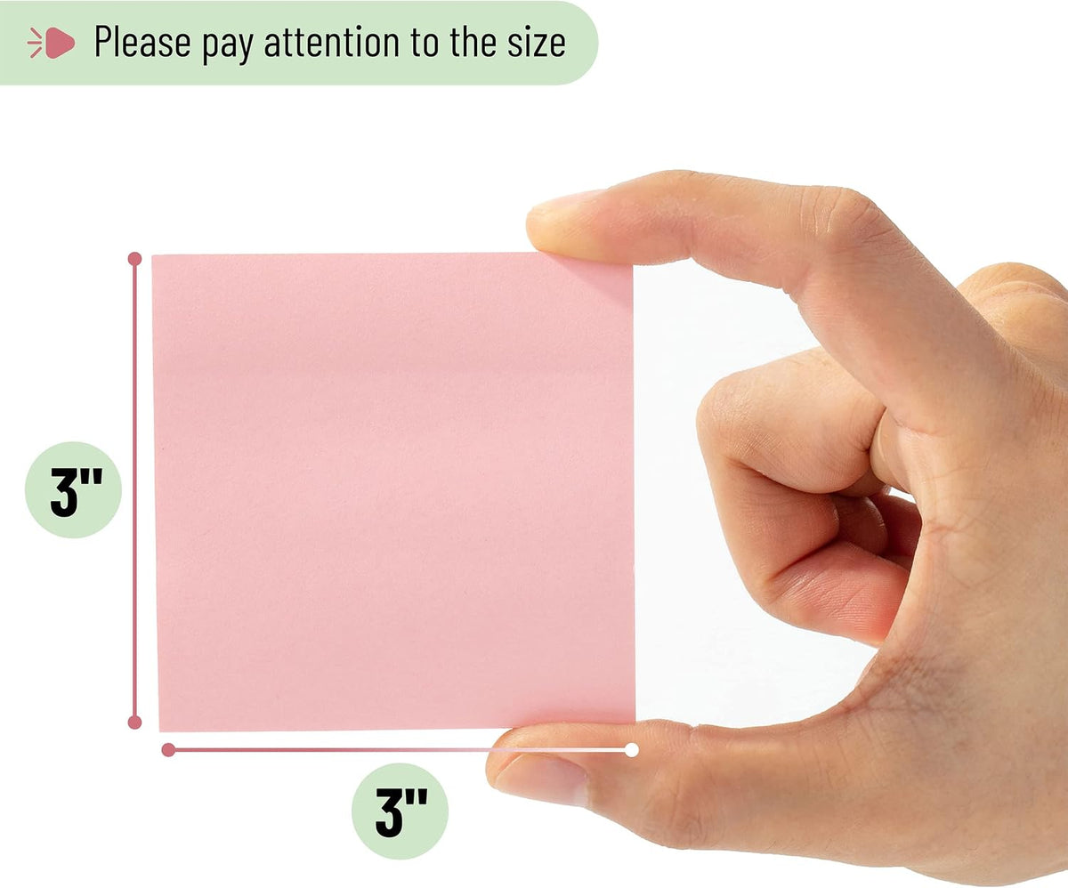 Mr. Pen- Sticky Notes, 3"x3", 24 Pads, 1440 Sheets, Pastel Colors