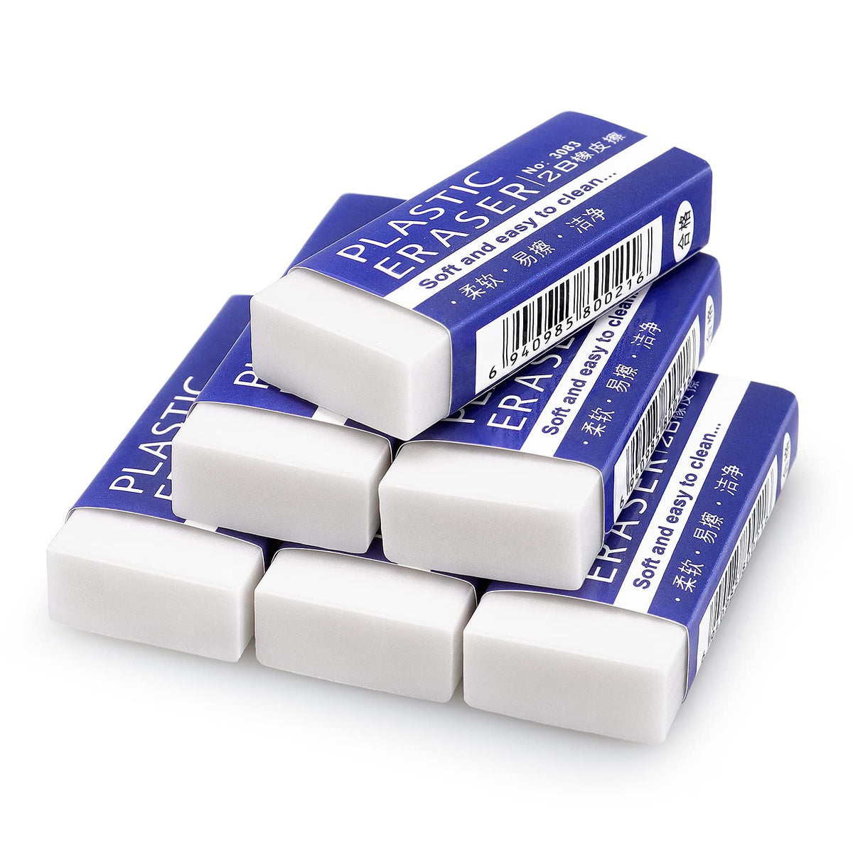 Tamaki Erasers, Large, White, 24 Pack
