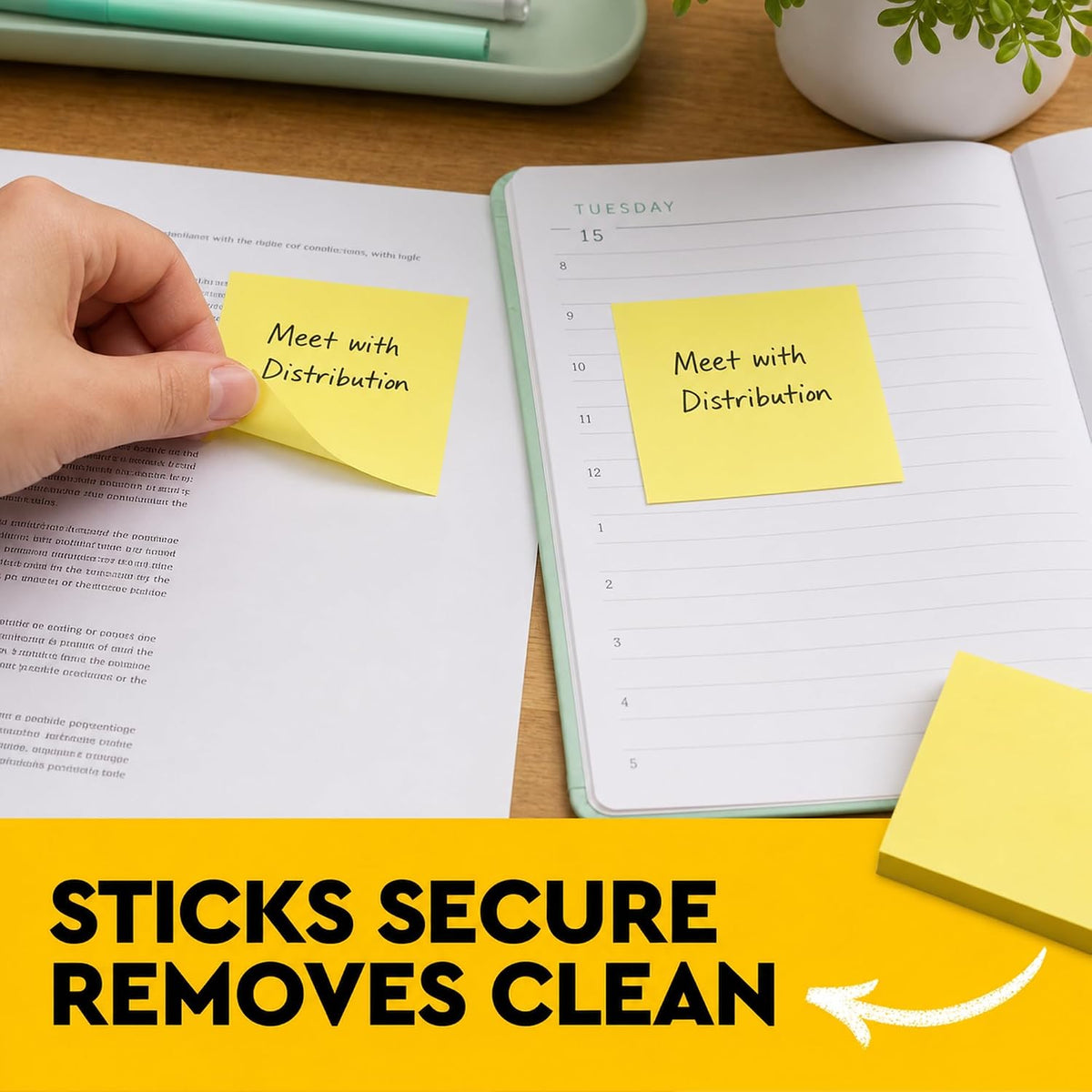 Post-it Sticky Notes 654, Canary Yellow, 3x3 in, 2 Pack, 24 Pads