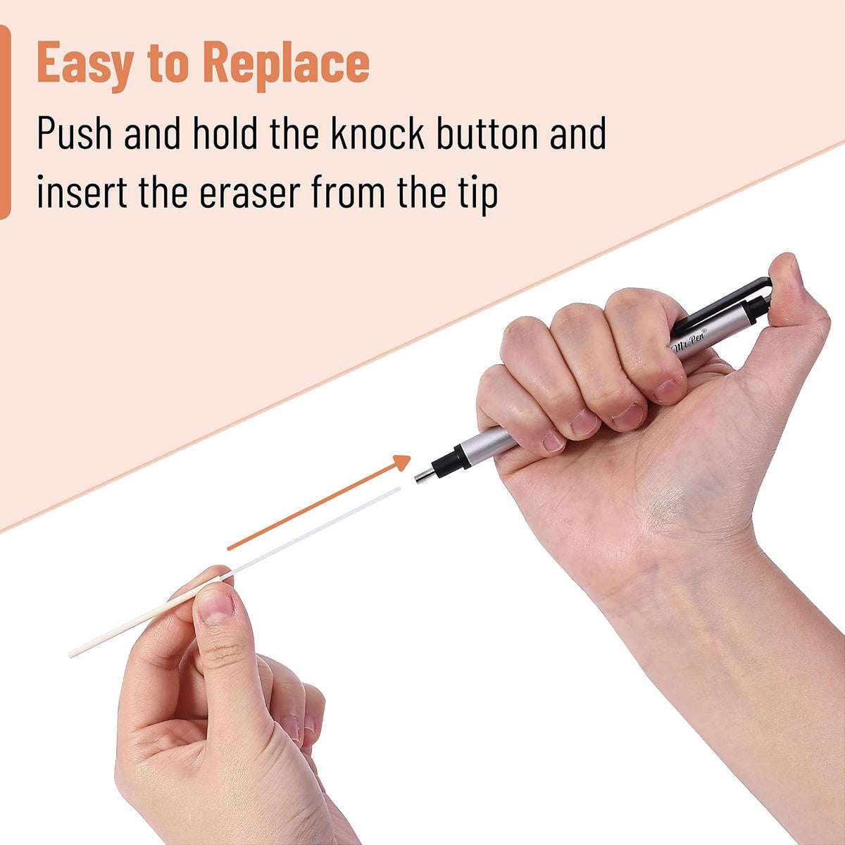 Mr. Pen- Pen Style Eraser Set, 2 Pack, Square & Round Tip