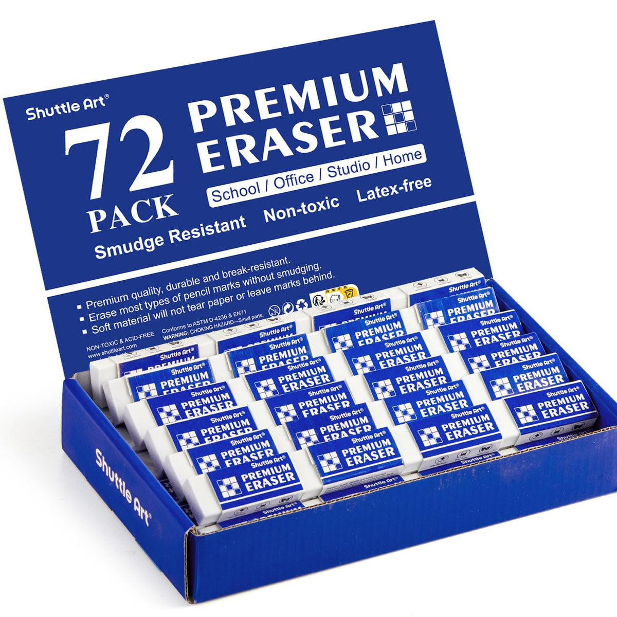 Erasers, Shuttle Art 144 Pack Premium Eraser Bulk, White Erasers Classroom Set for Kids Teachers as School and Office Supplies