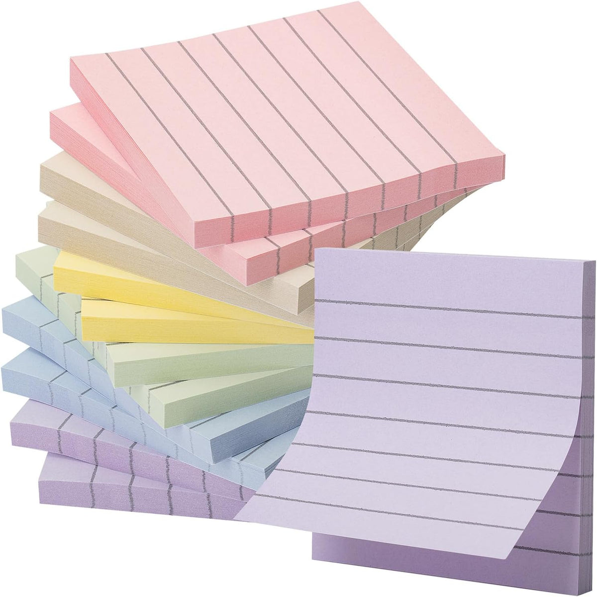 Mr. Pen- Lined Sticky Notes, 3" x 3", 6 Pads, 45 Sheets/Pad