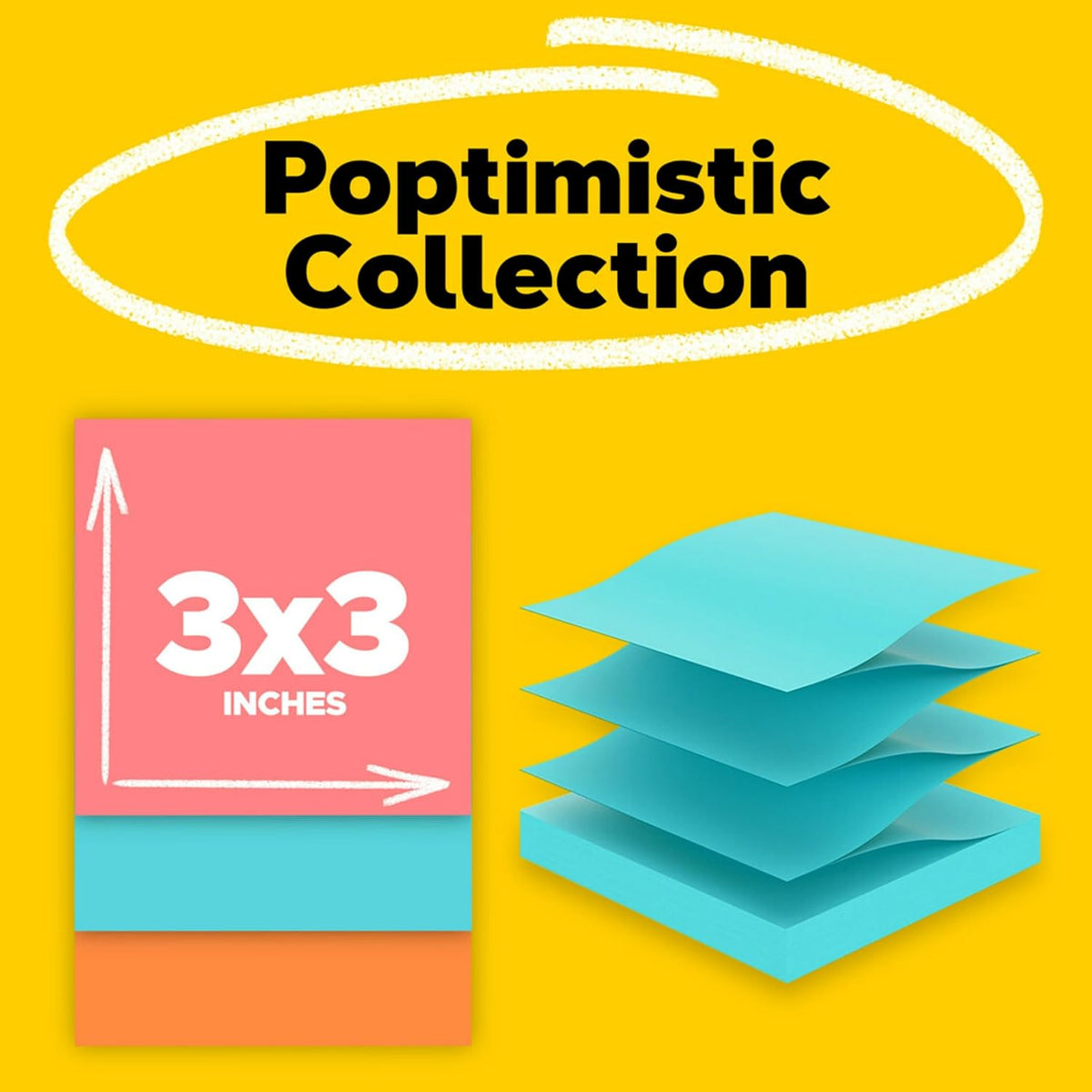 Post-it Pop-up Notes, 3 x 3 in, Assorted Brights, 5 Pads, 100 Sheets/Pad