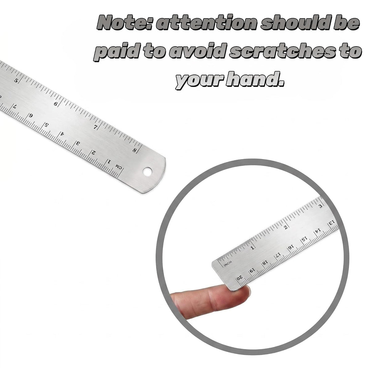 Unjoo Stainless Steel Ruler 4-Pack, 6", 8", 12",16" (15cm,20cm,30cm,40cm)