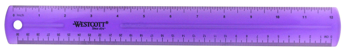 Westcott 16024 Jeweltone Plastic Ruler, 12-Inch, Purple
