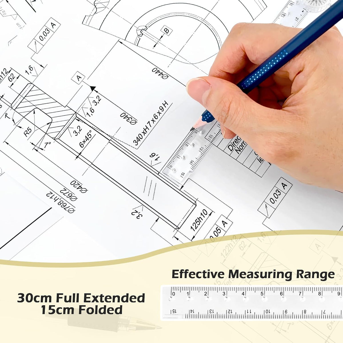 BlingKingdom 2PCS 30 cm Ruler Foldable, Transparent Straight Ruler for Math