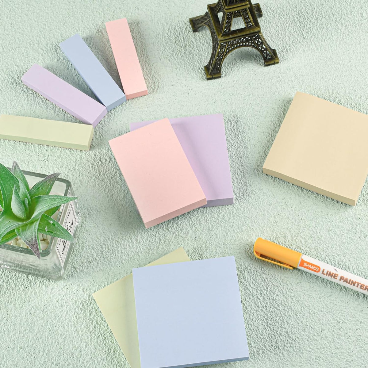 BAYTORY 6 Pads Pastel Sticky Notes, Self-Stick Note (3x3 & 3x2 & 3x0.7 in)