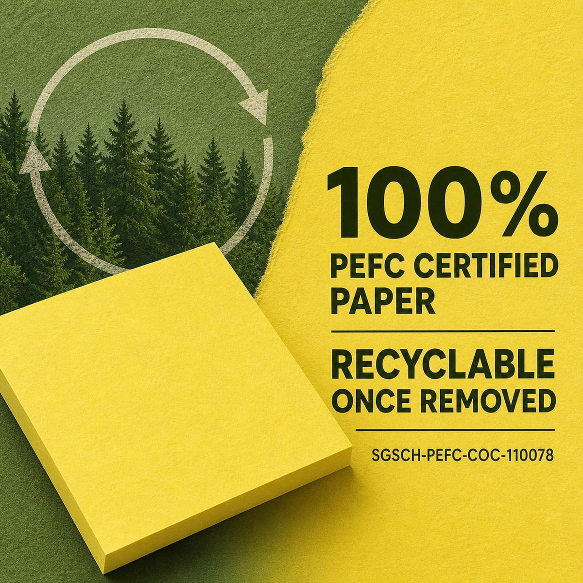 Post-it Sticky Notes 654, Canary Yellow, 3x3 in, 2 Pack, 24 Pads