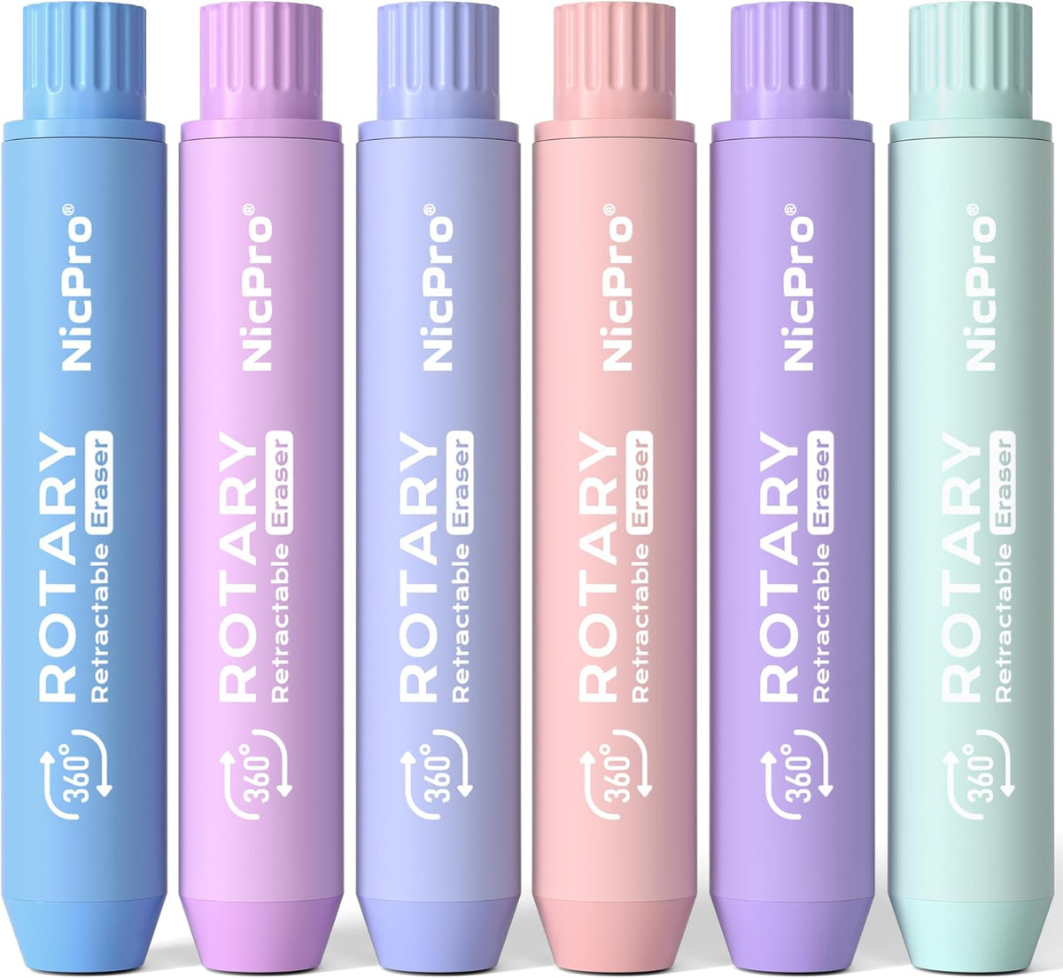 Nicpro 6 Pack Rotary Retractable Erasers, Soft TPE Rubber Twist Eraser