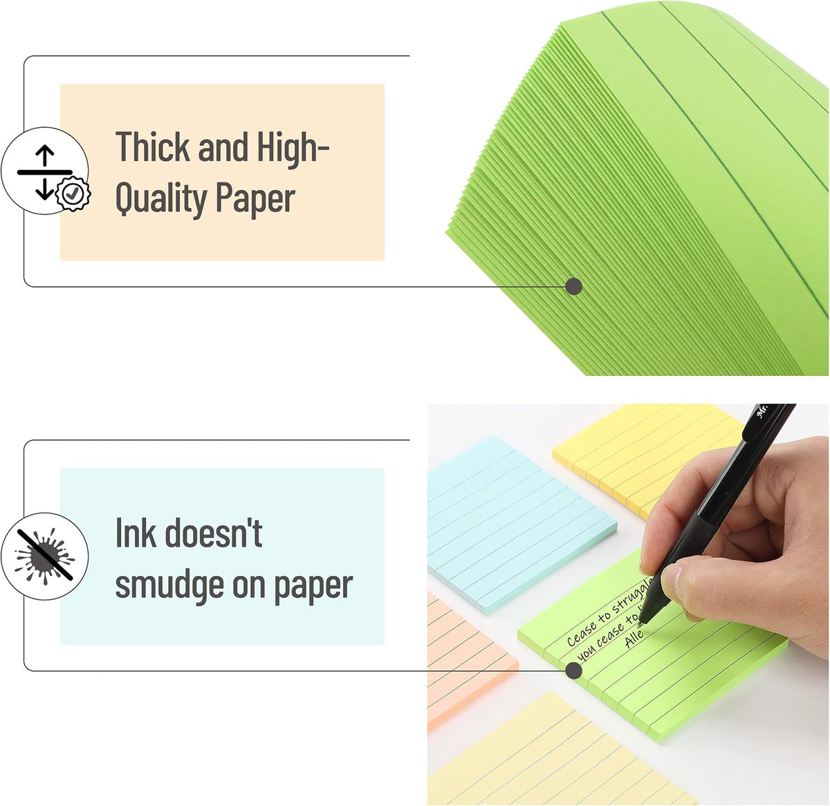 Mr. Pen- Lined Sticky Notes, 3" x 3", 6 Pads, 45 Sheets/Pad