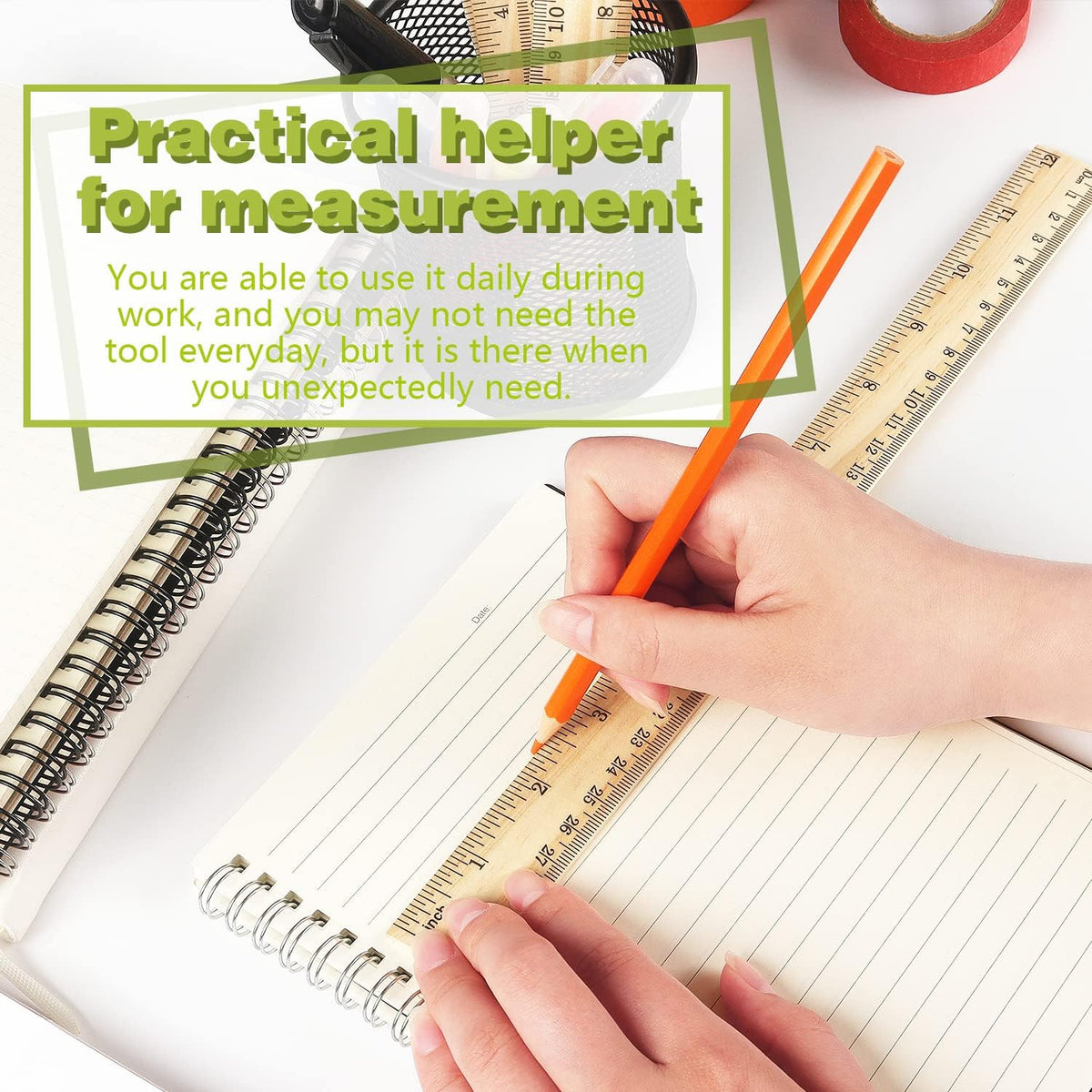 ZZTX 3 Pack Wooden Ruler 12 Inch(30 cm)