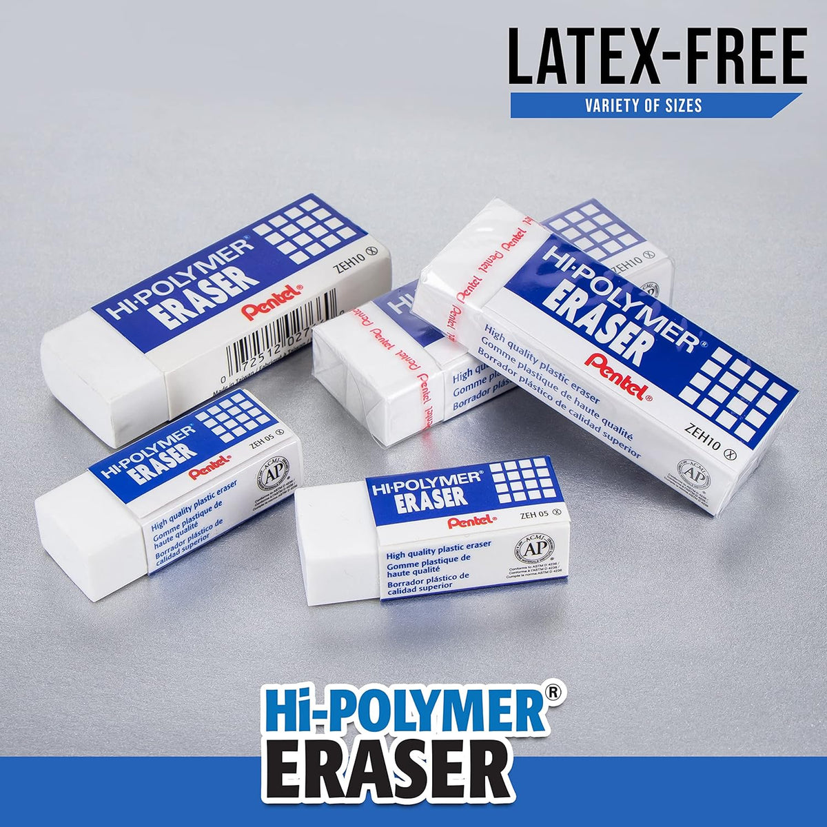 Pentel Hi-Polymer Block Eraser, Small, 3 Pack (ZEH05BP2F)