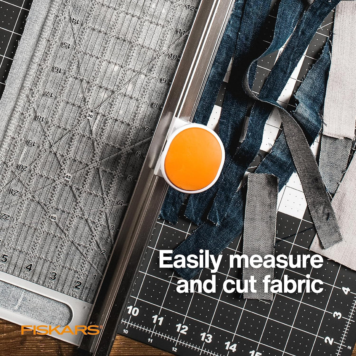 Fiskars 6" x 24" 2-in-1 Rotary Cutter for Fabric & Sewing Ruler