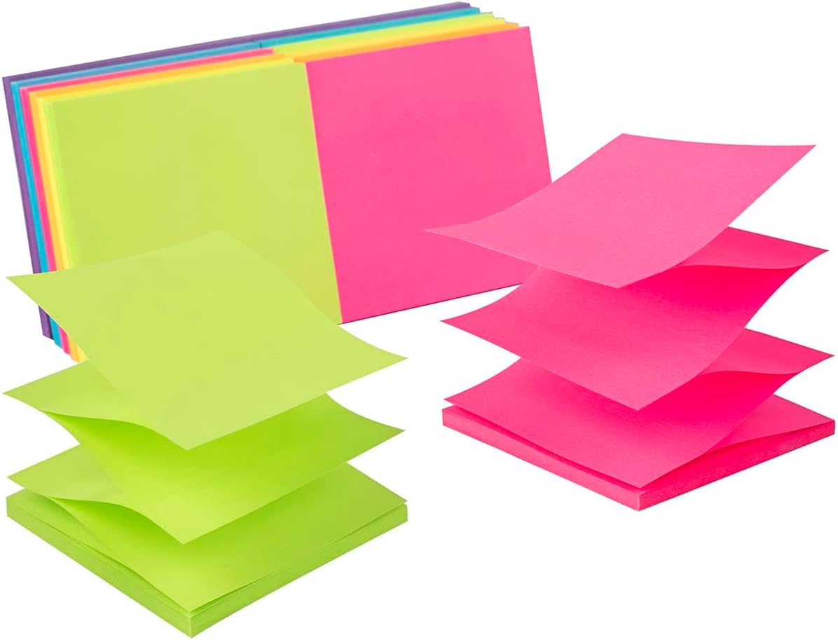 (12 Pads) Pop-up Sticky Notes 3x3 in,Bright Colors