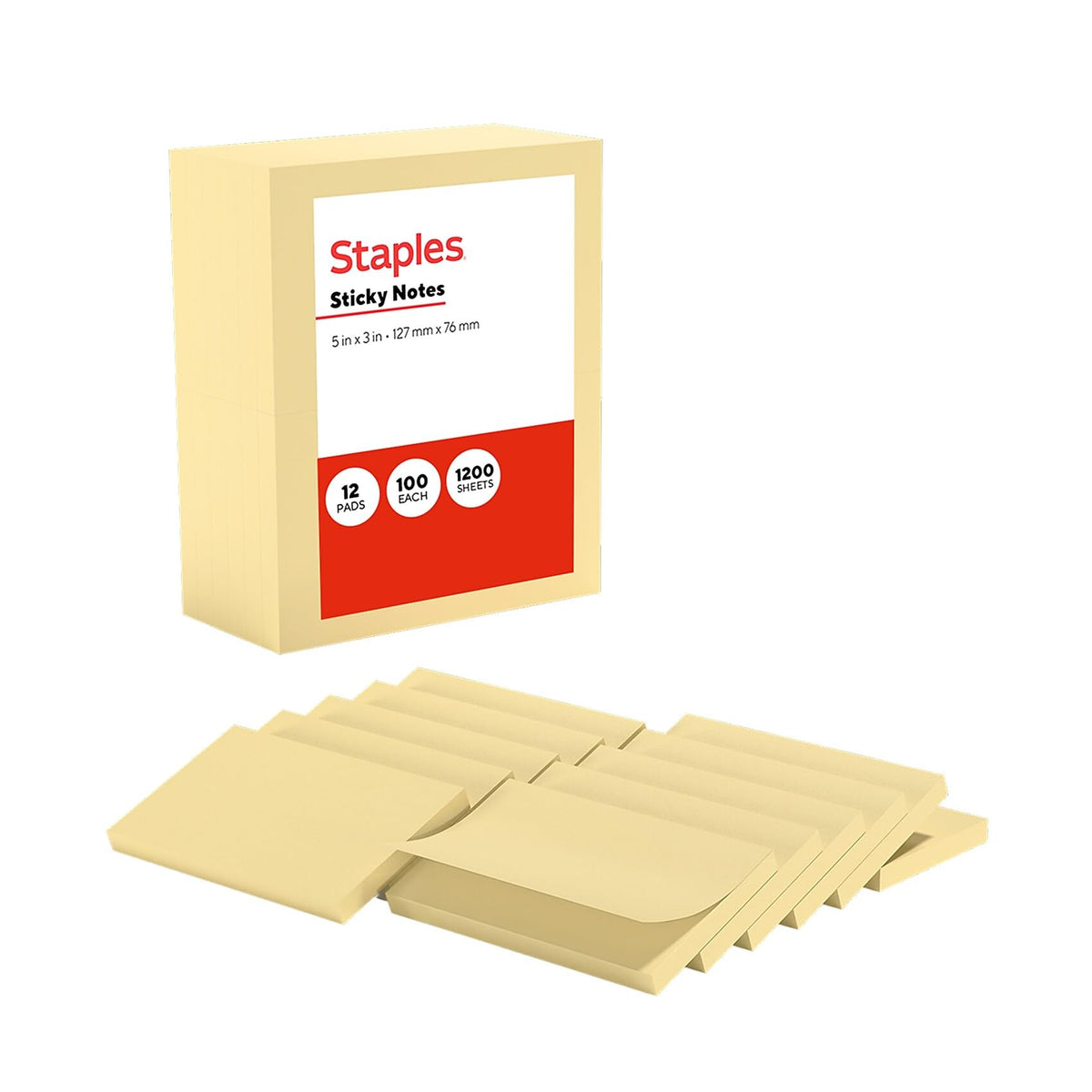 Staples Sticky Notes, 3x3 Inch, Assorted Colors, 3600 Sheets