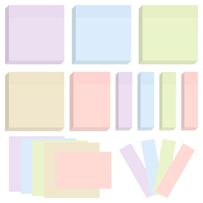 BAYTORY 6 Pads Pastel Sticky Notes, Self-Stick Note (3x3 & 3x2 & 3x0.7 in)