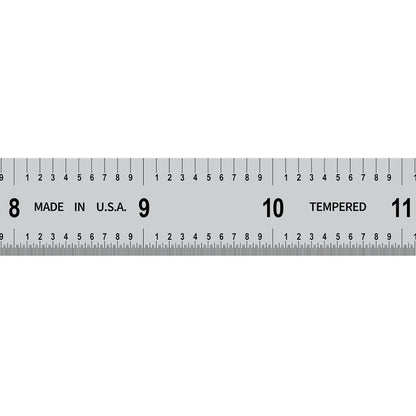 PEC Tools 12"/300mm Steel Rule, Slim & Flexible, Made in USA