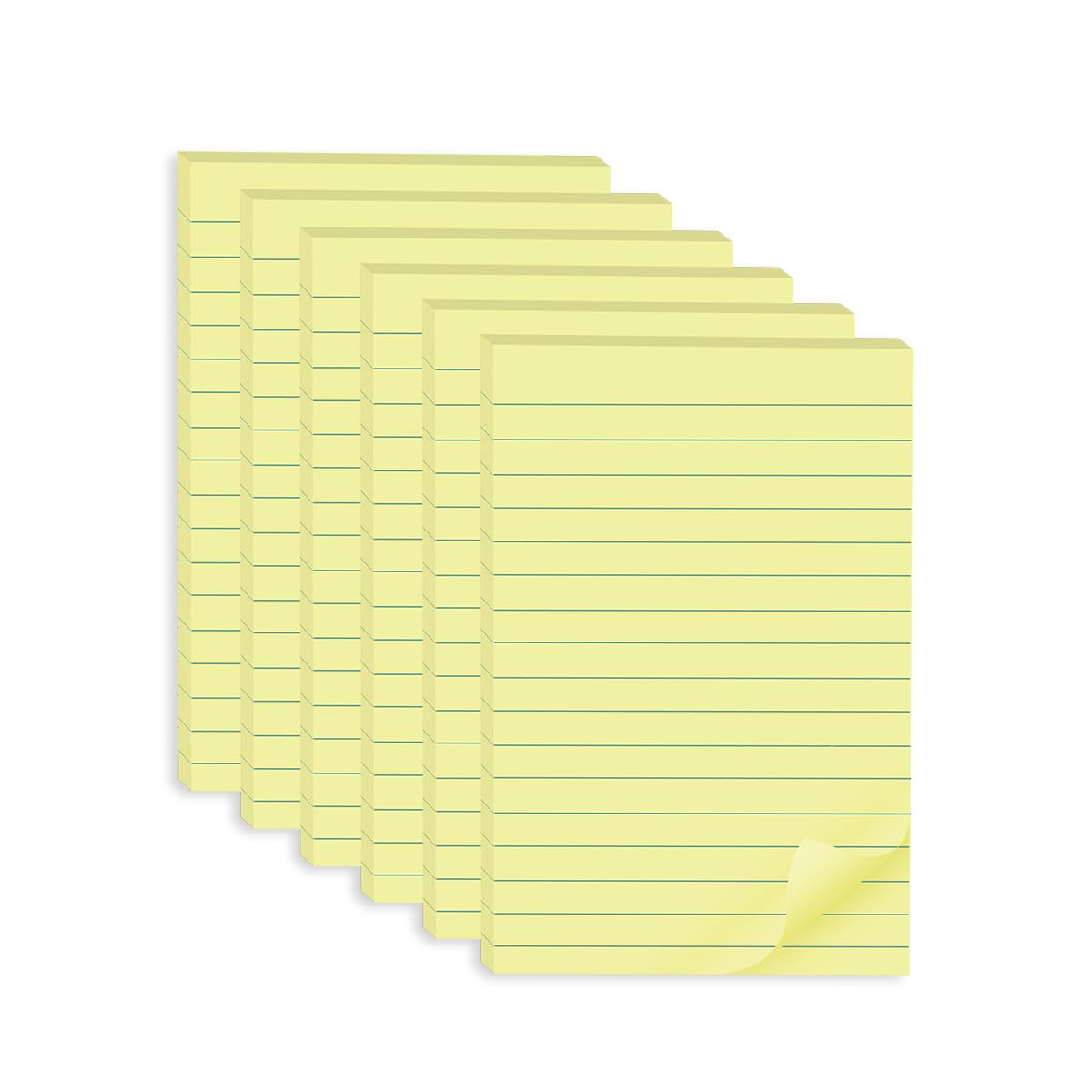 (12 Pack) Lined Sticky Notes 4x6 in,Yellow Large Notepads with Lines