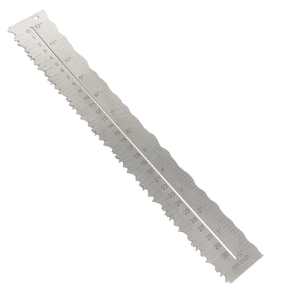Metal Irregular Edges Ruler for Paper Tearing, 12" Measuring Tool