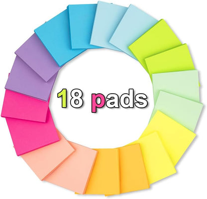 (18 Pack) Pop Up Sticky Notes Refill,Bright 3x3 in Accordion Stickies