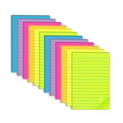 (6 Pack) Lined Sticky Notes 4x6 in,Bright Large Notepads with Lines