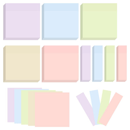 BAYTORY 6 Pads Pastel Sticky Notes, Self-Stick Note (3x3 & 3x2 & 3x0.7 in)