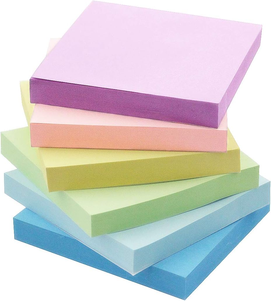 Early Buy Sticky Notes 3x3 in, 6 Pads Pastel Colors, 100 Sheets/Pad