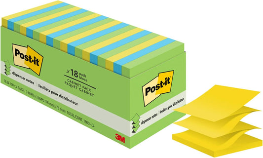 Post-it Pop-up Notes, 18 Sticky Note Pads, 3 x 3 in., School Supplies, Office Products, Accordion Sticky Notes Work with Pop-Up Note Dispenser, Floral Fantasy Collection