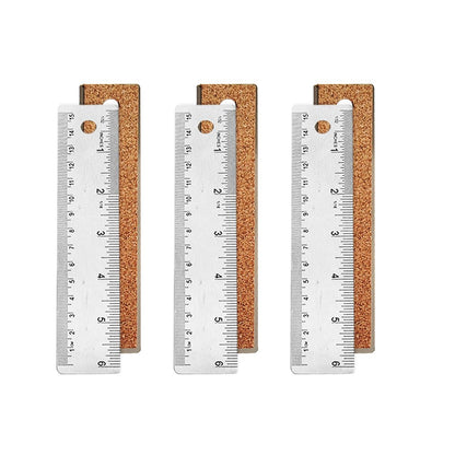 6-Inch and 12-Inch Stainless Steel Metal Ruler with Non-Slip Cork Backing