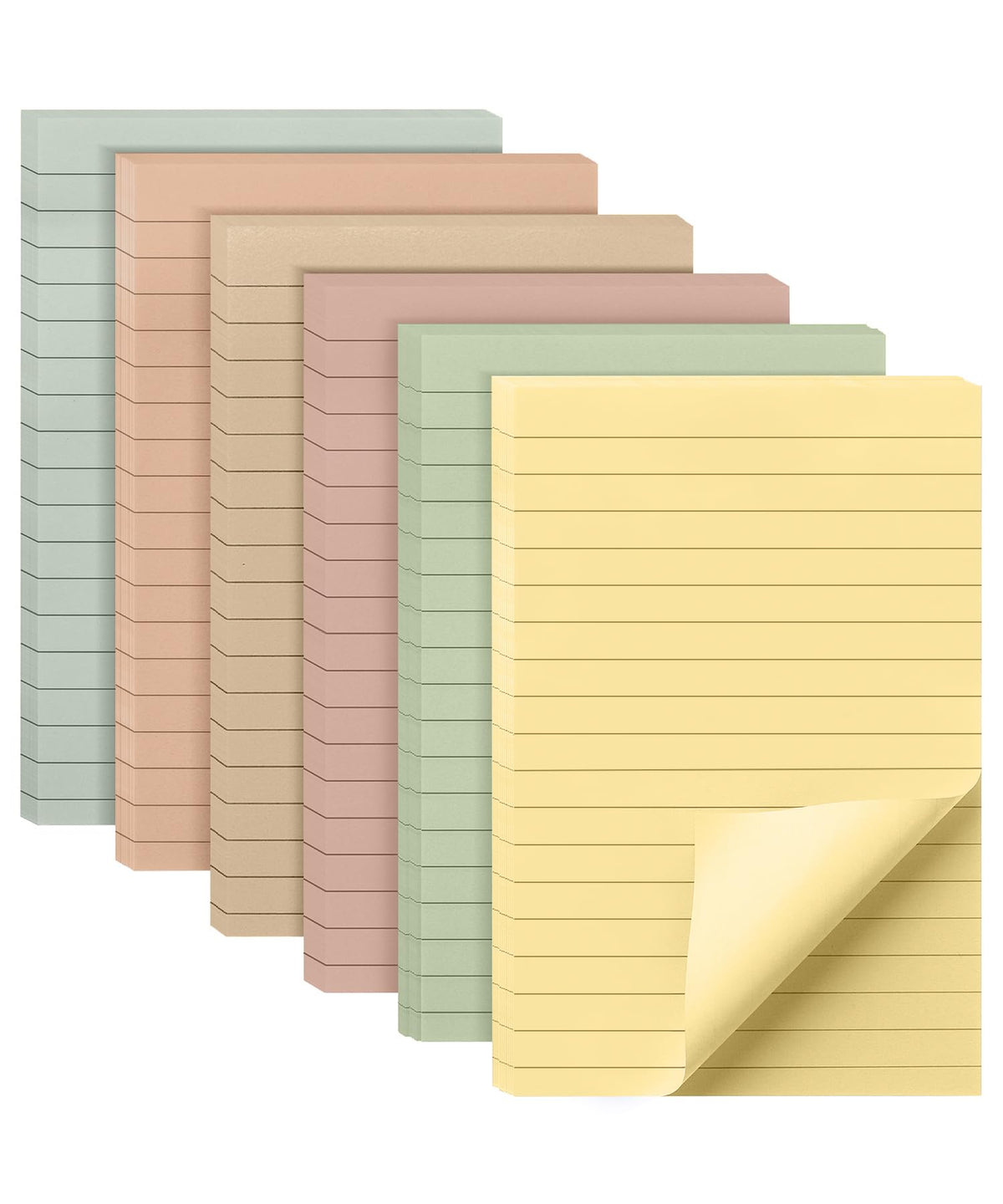 Mr. Pen- Lined Sticky Notes, 3" x 3", 6 Pads, 45 Sheets/Pad
