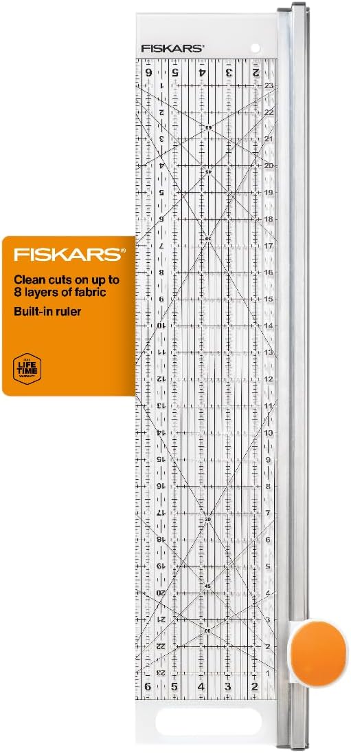 Fiskars 6" x 24" 2-in-1 Rotary Cutter for Fabric & Sewing Ruler