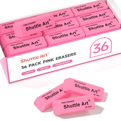 Pink Erasers, Shuttle Art 120 Pack Pink Erasers Bulk for School, Office, Latex-Free Soft Eraser for Kids, Teachers as School Supplies