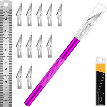 DIYSELF Craft Hobby Knife Set with 10 Extra #11 Blades, 6-Inch Metal Ruler