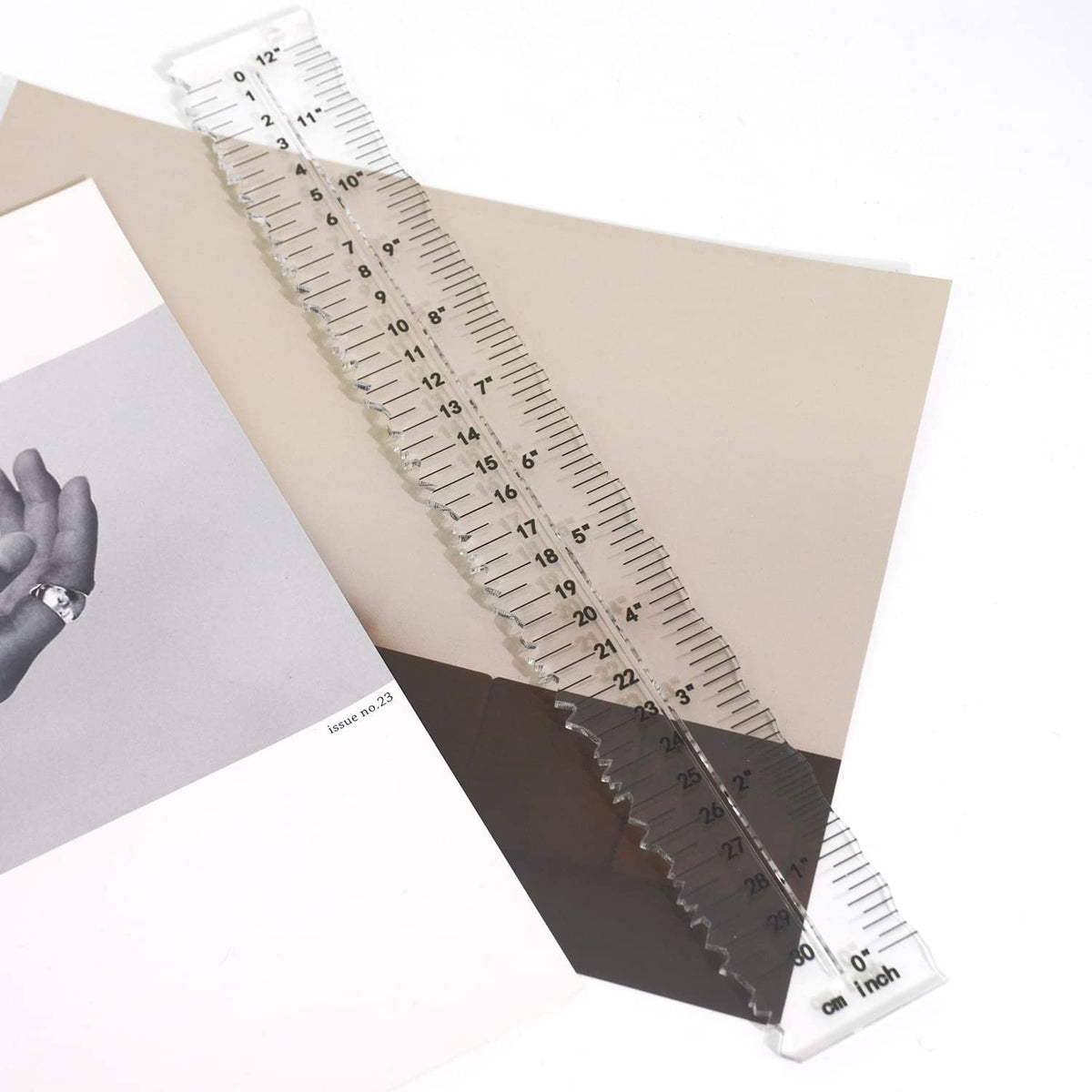 Metal Irregular Edges Ruler for Paper Tearing, 12" Measuring Tool
