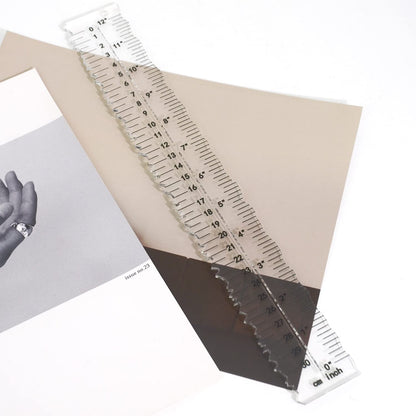 Metal Irregular Edges Ruler for Paper Tearing, 12" Measuring Tool