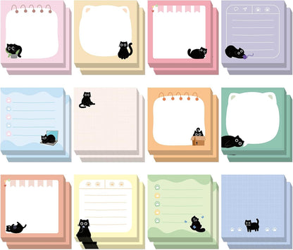 BESARME 24 Pads Black Cat Sticky Notes, 3 x 3 in, 840 Sheets