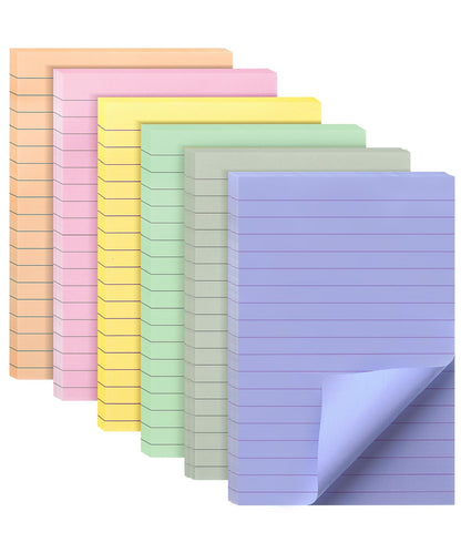 Mr. Pen- Lined Sticky Notes, 3" x 3", 6 Pads, 45 Sheets/Pad