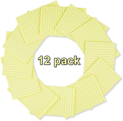 (12 Pack) Lined Sticky Notes 4x6 in,Yellow Large Notepads with Lines